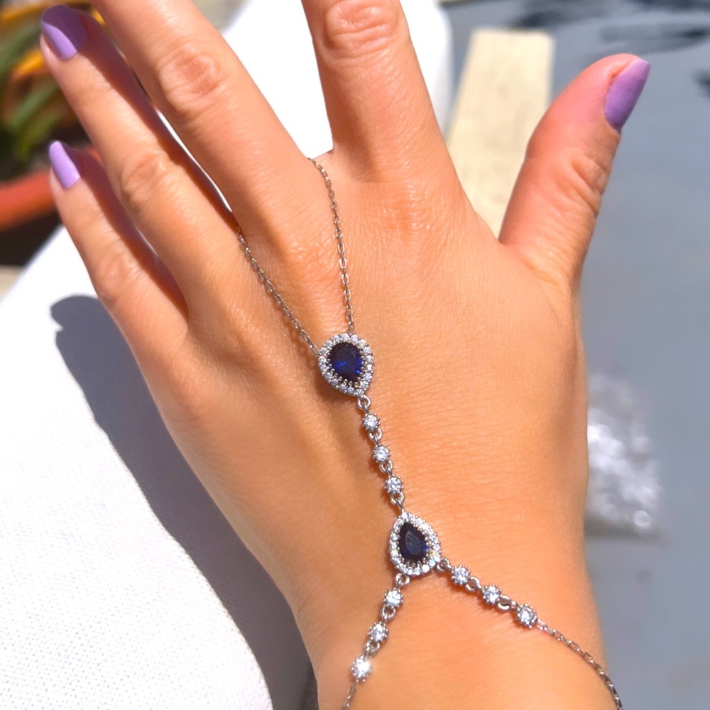 925 Silver Zircon Stone Handmade Handchain, hand jewelry, bracelet and ring